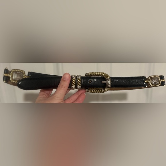 Vtg Brighton Classics Women’s Sz M 30 Black Belt Gold Silver 4B814 Made In USA - Picture 3 of 16